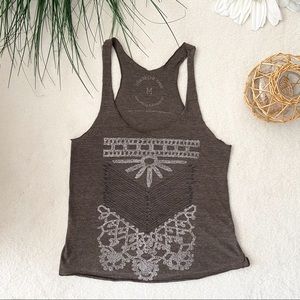 Blackbird Tees brown taupe boho pattern tank top